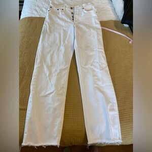Denim Forum Arlo High-Rise Straight White Jeans